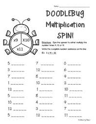 Doodlebug Multiplication Spin Math Center Multiplication Worksheet 9 10 11 Teaching Multiplication Learning Multiplication Facts Multiplication