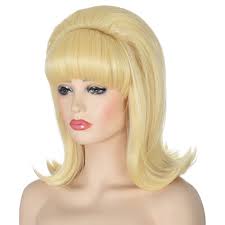Morvally Blonde Beehive Wig with Retro Bangs for Women 60s 70s Pinup  Bouffant Wigs for Vintage Costume Cosplay Halloween Party : Buy Online at  Best Price in KSA