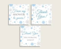 Thank you note wording examples for gifts after the baby is born including gift cards, other baby gifts (clothes, diapers, toys, etc), meals, and flowers. Thank You Tags Baby Shower Thank You Tags Snowflake Baby Shower Thank Studio 118