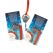 Cause just for you, tonight, it will open any door, so you won't have to slide down chimneys anymore! Key For Santa Christmas Ornaments With Card Oriental Trading