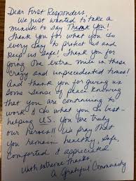 A challenging, but often unrecognized, aspect of this work is the. Dear First Responders Farmington Public Safety Receives Handwritten Thank You Note Cbs Detroit