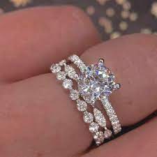 3 Ct Diamond Wedding 3 Piece Bridal Set 14k White Gold Fn Round Engagement Ring Jewelstar 78 Round Engagement Rings Bridesmaid Rings Vintage Engagement Rings
