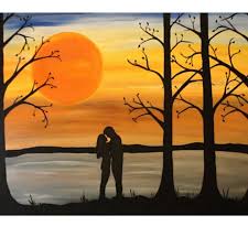24x30 Original Acrylic Painting Romantic Painting Romantic Paintings Silhouette Painting Romantic Art