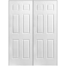 Take advantage of the warmth that wooden double barn door home depot can add to the room and use the texture and color in your favor. Masonite 60 In X 80 In 6 Panel Primed White Hollow Core Textured Composite Prehung Interior French Door 32469 The Home Depot