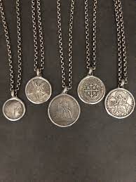 Old Coin Necklace Silver European Coin Pendant Jewelry Rolo Etsy Silver Coin Necklace Old Silver Coins Coin Necklace