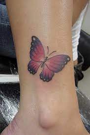 Pink Butterfly Tattoo On Ankle Butterfly Ankle Tattoos Ankle Tattoo Small Butterfly Tattoo Designs