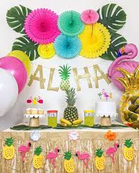 Nothing says luau like a big bowl of tropical fruit and icy drinks with umbrellas! Tropical Party Luau Party Hawaiian Party Theme Summer Party Flamingo Pineapple Decor Hawaiian Party Decorations Luau Party Decorations Hawaiian Party Theme