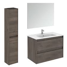 Including an integrated sink and vanity top, the ambra vanity collection will complete your bathroom seamlessly. Ws Bath Collections Ambra 80 Pack 2 Wall Mounted Bathroom Vanity With Column And Mirror Modo Bath