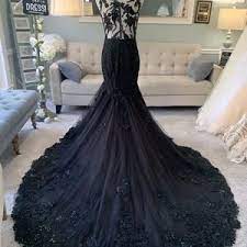 Black Satin Mermaid Gothic Wedding Dress Bridal Gown With Etsy Black Lace Wedding Black Wedding Dresses Etsy Wedding Dress