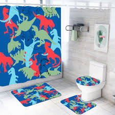 Check out our dinosaur bathroom selection for the very best in unique or custom, handmade pieces from our prints shops. 3d Dinosaur Waterproof Bath Curtain 4 Piece Cartoon Bathroom Decor Bath Mat Set Pedestal Rug Lid Toilet Cover Bathroom Accessories Sets Aliexpress