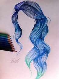 Mermaid Hair Color Drawing Hair Blue Wavy Long Hair Fun To Draw Colorful Drawings Mermaid Drawings How To Draw Hair