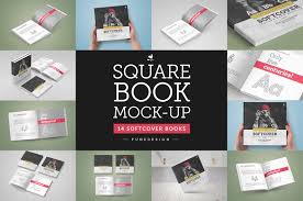 Download Softcover Square Book Mock Up Design Cuts