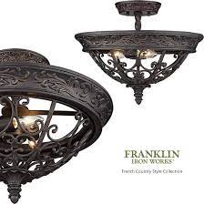 This 3 light led compatible is recommended for the ceiling in a bedroom. Franklin Iron Works 03371 Sf 3b French Country Style Semi Flush Ceiling Light Antique Reproduction Ce Ceiling Lights Franklin Iron Works French Country Style
