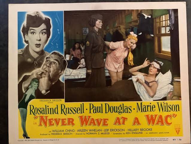 NEVER WAVE AT A WAC 1953 Original Vintage Lobby Card with Rosalind Russell