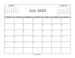 Blank July 2020 Calendar Printable Calendar Template Free Printable Calendar Templates Calendar Template