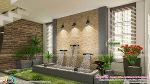 It'd be cool to do water feature wall in bedroom or relaxation room. Water Fountain Interior Parents Bedroom And Was Area Kerala Home Design And Floor Plans 8000 Houses