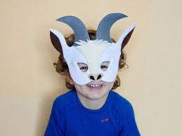 Handmade Felt White Goat Mask A Part Of Farm Animal Goat Costume Mask Is With Attached Elastic Band And Ready To Wea Goat Mask Farm Animal Costumes Felt Mask