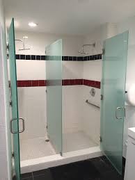 Frosted Glass Shower Stall Divider I Also Like A Frosted Colored Acrylic You Can Do The Two Show Glass Shower Enclosures Glass Shower Hotel Bathroom Design
