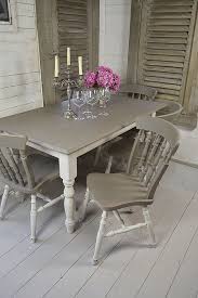 One of the signature elements of a shabby chic room is the use of the color white. Grey White Shabby Chic Dining Table With 4 Chairs Artwork Shabby Chic Kitchen Table Shabby Chic Dining Room Shabby Chic Dining Table