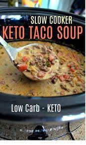 Easy Slow Cooker Keto Taco Soup Recipe Keto Recipes Dinner Soup Recipes Slow Cooker Crockpot Recipes Beef