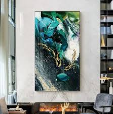 Create an intriguing focal point or enhance your interior with our exquisite collection of luxury wall decor. Luxury Abstract Nordic Wall Art Lucky Golden Fish Green Blue Contemporary Fine Art Canvas Prints Nordicwallart Com Art Gallery Wall Abstract Painting