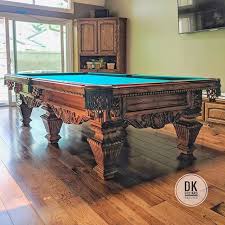 Finished Installing This 9 Foot Peter Vitalie Lord Nelson Billiard Table In Lemon Heights Dark Green Cloth And Fringe Billiards Pool Table Billiard Table