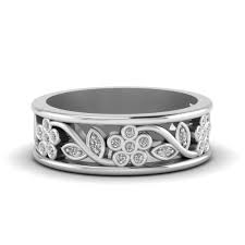 The options are endless, and we love when hidden floral motifs are paired with a meaningful engraved phrase! Flower Art Deco Diamond Wedding Band In 14k White Gold Fascinating Diamonds