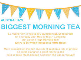 This year we're hoping to get more people involved and raise over $13 million, to fund research. Biggest Morning Tea 2015 Ljhookershepparton