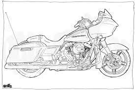 Harley Davidson Road Glide Colouring Page Motorcycle Illustration Motorcycle Coloring By Dailybikers On Etsy