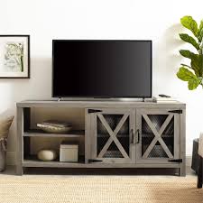 Farmhouse 4 piece entertainment center. Walker Edison Abilene 58 In 2 Door Industrial Farmhouse Tv Stand Grey Wash W58abmdgw