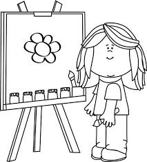 Clip Art Black And White Black And White Girl Painting On Easel Clip Art Black And White Girl Painting Of Girl Clip Art Black And White Girl