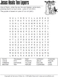Jesus and the ten lepers. Jesus Heals Ten Lepers Word Search Sermons4kids