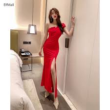 Long skirts are a big yes this season. Women Luxury Cross Neck Split Off Shoulder Wedding Maxi Dress Dinner Party Prom Gown Red Black Shopee Philippines