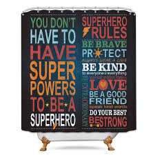 Superhero films and stories are exceptional sources of inspirational quotes. Riyidecor Black Inspirational Quotes Showe Curtain Superhero Rules Motivational Quote Bathroom Decor Fabric Panel Kids Educational 72x72 Inch Waterproof Polyester 12 Pack Plastic Shower Hooks Buy Online In Botswana At Botswana Desertcart Com Productid