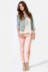 Image Result For Dusty Pink Jeans Outfit Pink Jeans Outfit Fashion Peach Pants