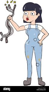 freehand drawn cartoon female electrician Stock Vector Image & Art - Alamy