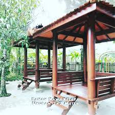 Gazebo Tiang Kayu Glondongan Cek Bahan Bangunan