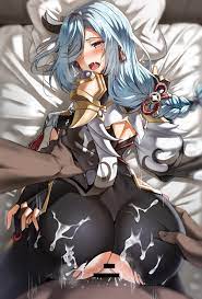lhu (barappra1), shenhe (genshin impact), genshin impact, highres, 1boy,  1girl, ass, ass focus, ass grab, bar censor, bed sheet, bedroom, blue eyes,  blue hair, blush, bodysuit, braid, breasts, censored, clothed sex, cum,