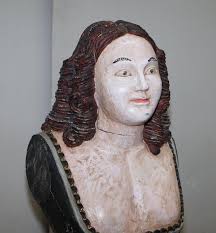 Original circa 1900 Hand Painted Ships Bust Herm Statue Sculpture Solid  Hardwood