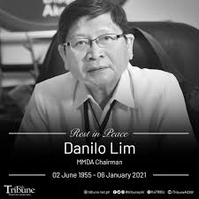 BREAKING: MMDA Chairman Danilo Lim died this morning, according to reports.