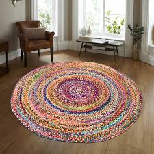 Chindi Rug Indian Design Recycled Floor Rug Round Medium Large 2m Round Online Store Shop Recycled Interiors Rugs Floor Rugs Recycled Cotton