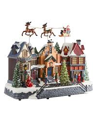 One idea is to create a town. Christmas Musical Village Scene J D Williams