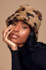 Up And Up Leopard Print Faux Fur Bucket Hat Bucket Hat Outfit Fur Bucket Hat Outfits With Hats