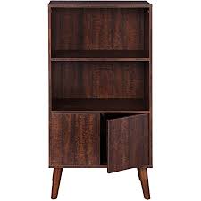 $295.00 4 colors stow storage bin. Amazon Com Vasagle Bookcase 2 Tier Retro Bookshelf With Doors Storage Cabinet For Books Photos Decorations In Living Room Office Study Mid Century Style Walnut Color Ulbc09by Home Kitchen