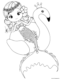 Five little ducks coloring pages. Kind Little Tropical Mermaid With A Flamingo Coloring Pages Printable