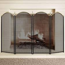 Ideally, folding screens should stand about 3 or 4 inches taller than the fireplace opening, not just for looks, but to keep sparks from jumping over them. Amagabeli Large Gold Fireplace Screen 4 Panel Ornate Wrought Iron Black Metal Fire Place Standing Gate Decorative Mesh Solid Baby Safe Proof Fence Model Number Gold Fireplace Screen Wrought Iron