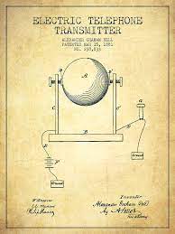 Alexander Graham Bell Electric Telephone Transmitter Patent From Drawing By  Aged Pixel