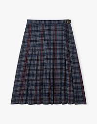 Blue Textured Plaid Pleated Skirt | Women's Skirts | Brora Sale