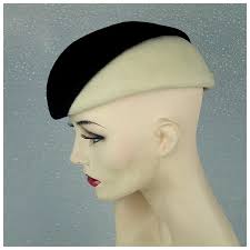 Vintage 1950s Frank Olive Black-on-White Sassy Hat. For Sale at Ruby Lane