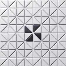 By making the square tiles black and the rectangular tiles white, the pattern can give a room a vintage look. 1 Single Windmill Pattern Matte Porcelain Geometric Triangle Tile Mosaic Ant Tile